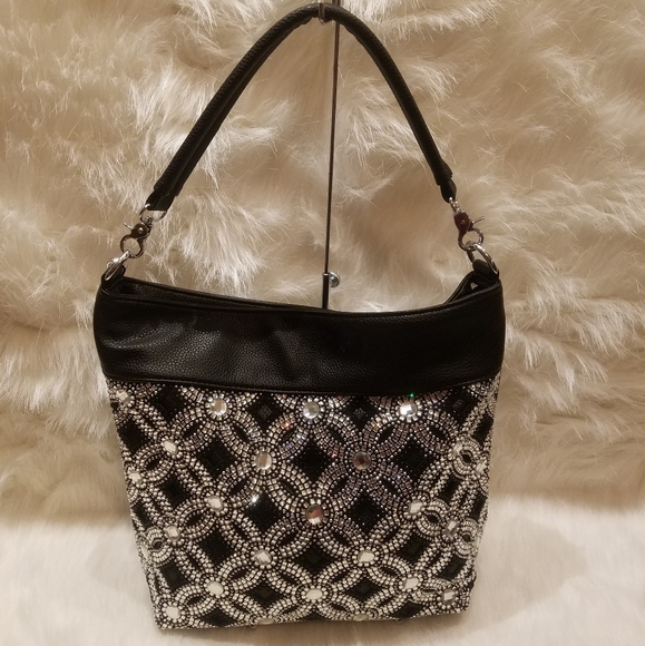 COPY - BLACK DAZZLING RHINESTONE DESIGN HOBO - Picture 3 of 8